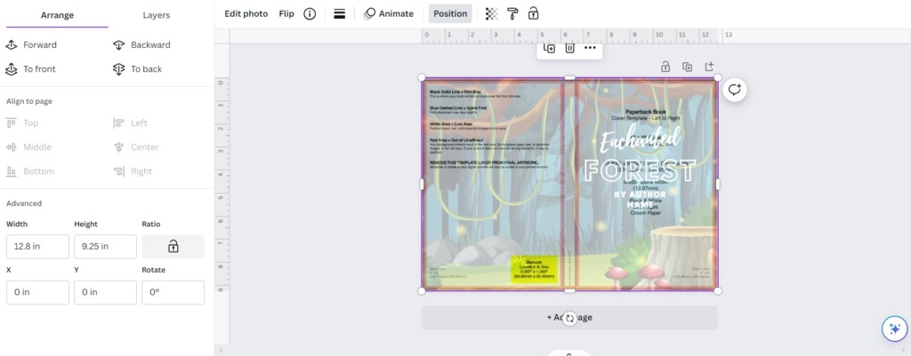 checking design is inside bleed lines screenshot