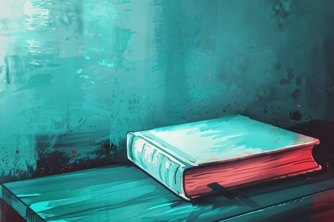 a closed book sitting on a table
