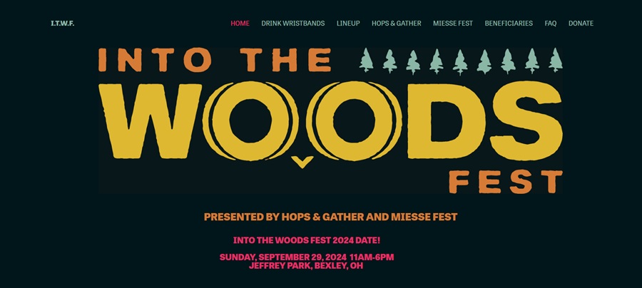 into the woods website screenshot to show nature-inspired color palette