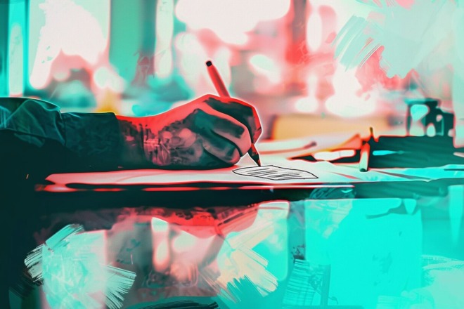 a person creating a wireframe on a piece of paper