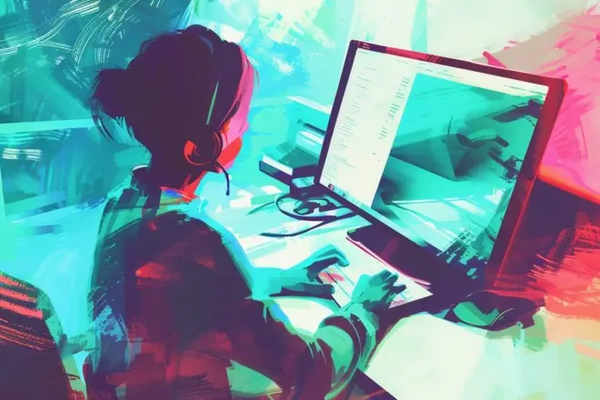 a professional working at a computer