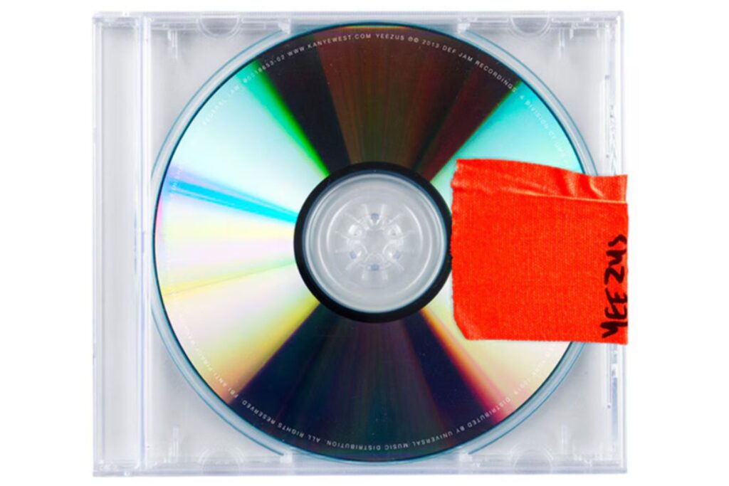 Kanye West's Yeezus blank album cover with a piece of red tape.