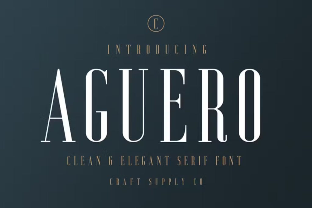 A sleek and stylish font titled "Agueiro," showcasing clean lines and an elegant design.