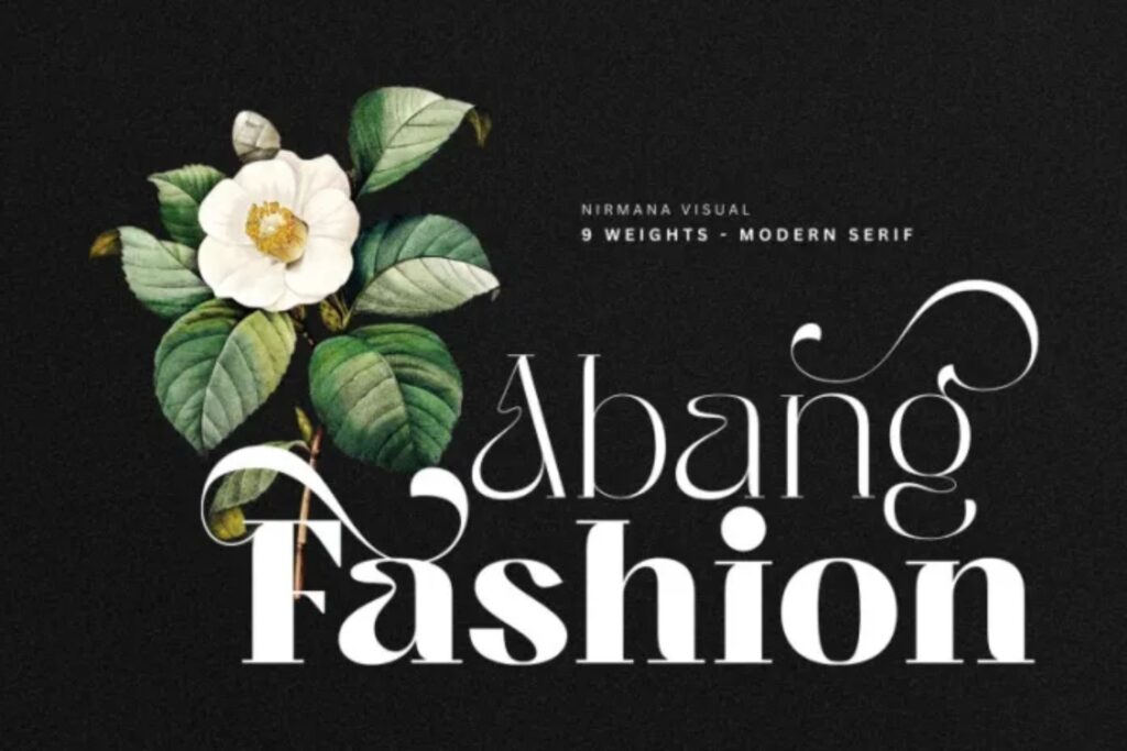 A flower image next to an elegant font.