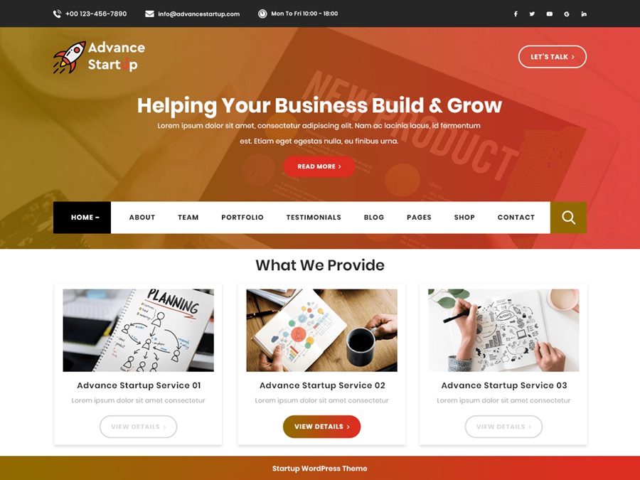 screenshot of advance startup graphic designers themes