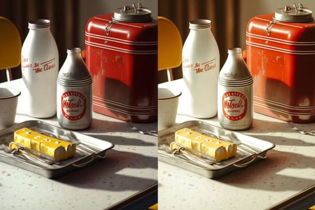 Two canisters: one red and white, the other yellow, displayed side by side against a simple background.