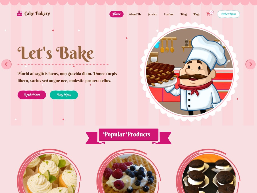 cake bakery wordpress theme