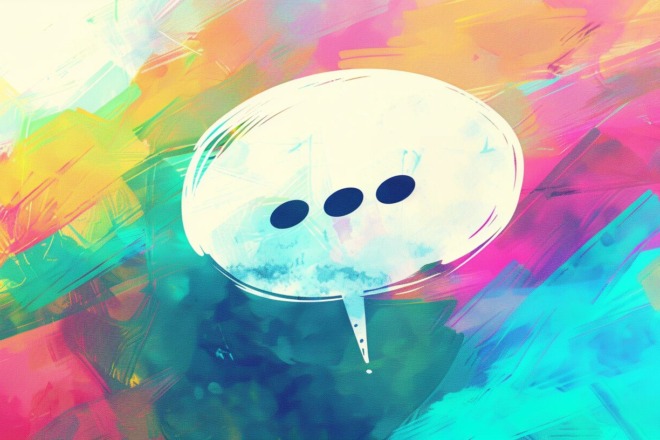 a watercolor depiction of a chat bubble with 