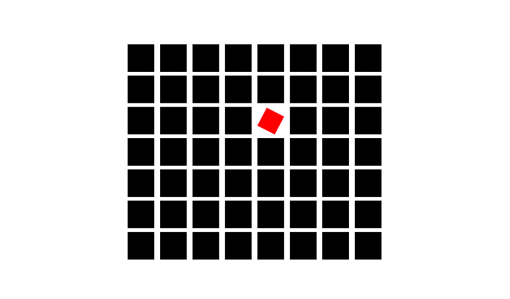 One red square surrounded by black squares.