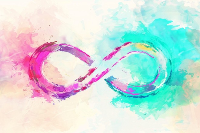 a watercolor depiction of an infinity symbol
