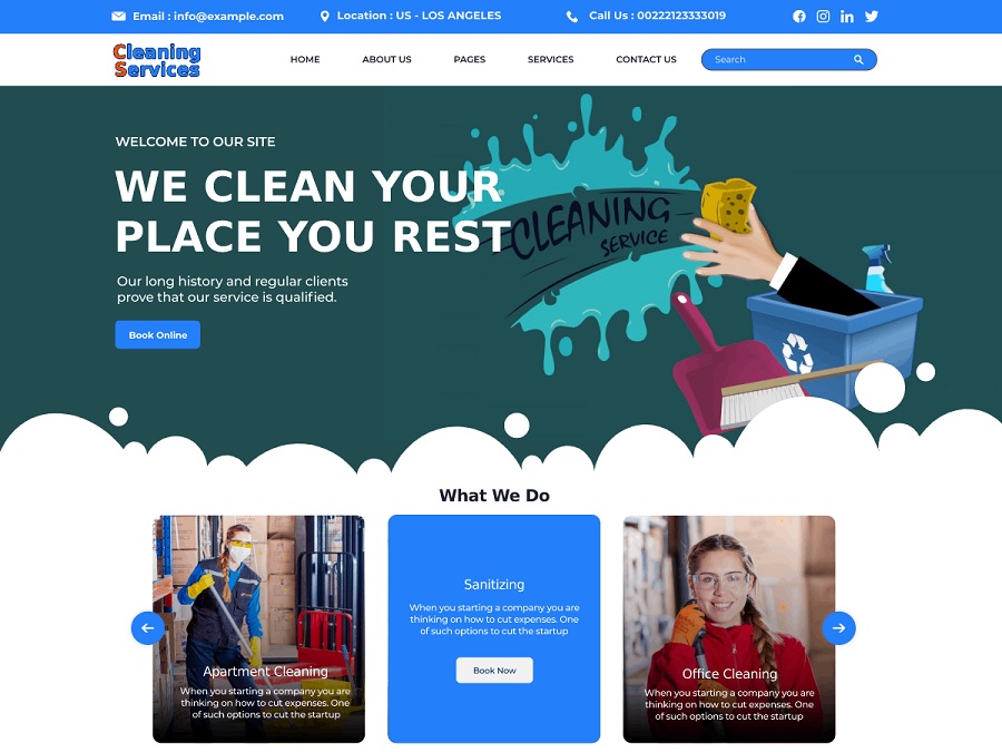 screenshot of cleaning services wordpress theme perfect as pest control theme