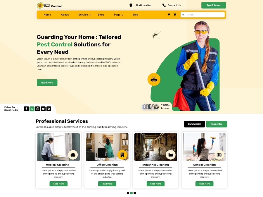 screenshot of pest control theme