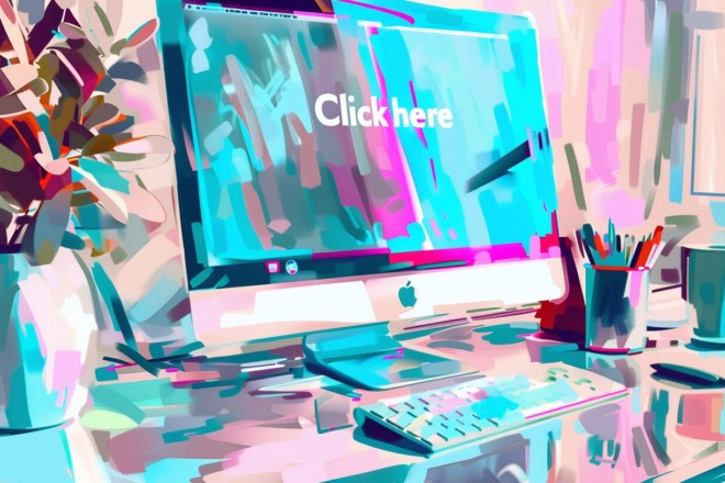 a watercolor depiction of a computer screen with the words 