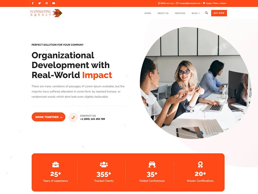 screenshot of econsulting agency finance theme