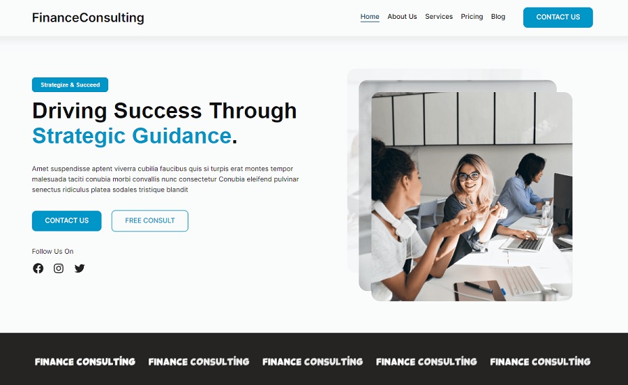 screenshot of finance consulting wordpress theme