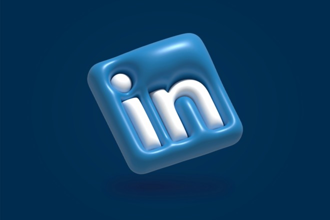 Blue and white 3D LinkedIn icon