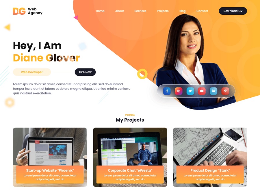 screenshot of web agency elementor web developer theme