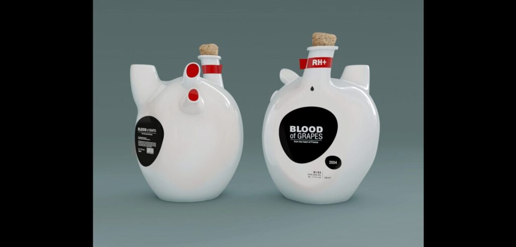 A heart-shaped wine bottle