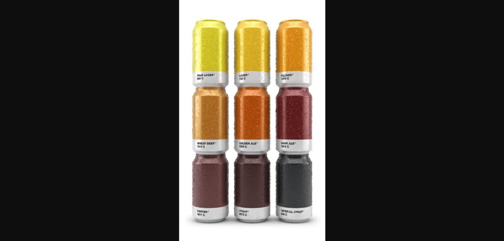 Paint swatch colored beer cans