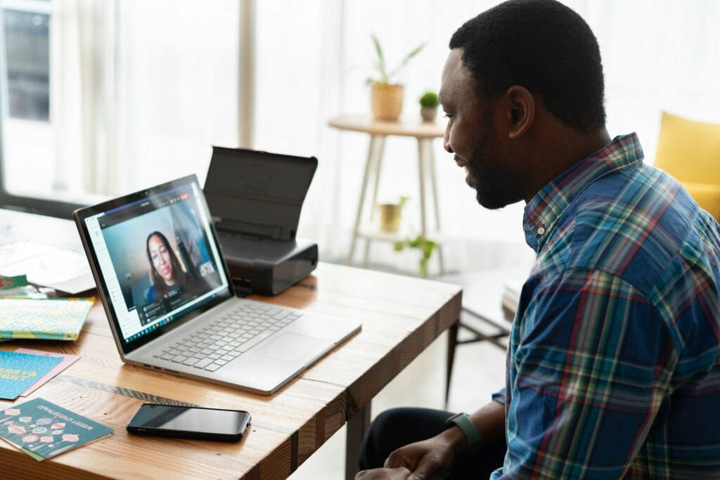 Man doing remote interview