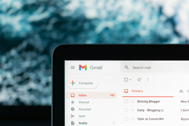 close up of Google email inbox