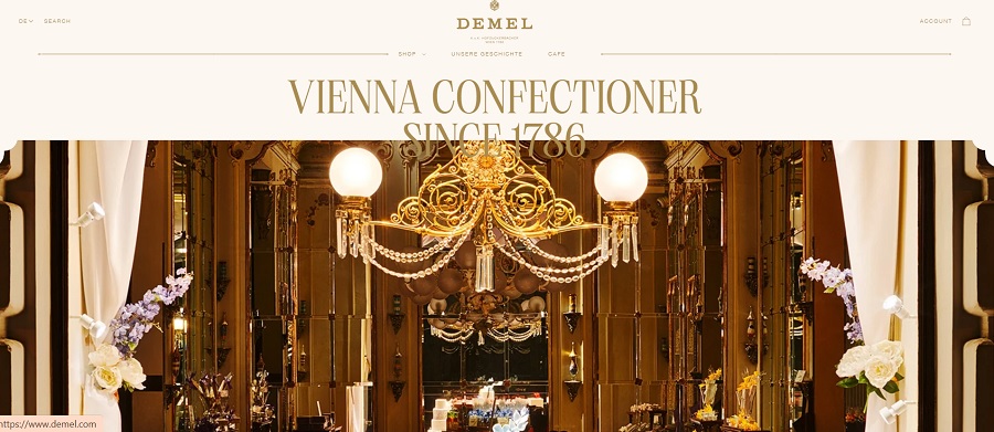 demel's bakery screenshot of home