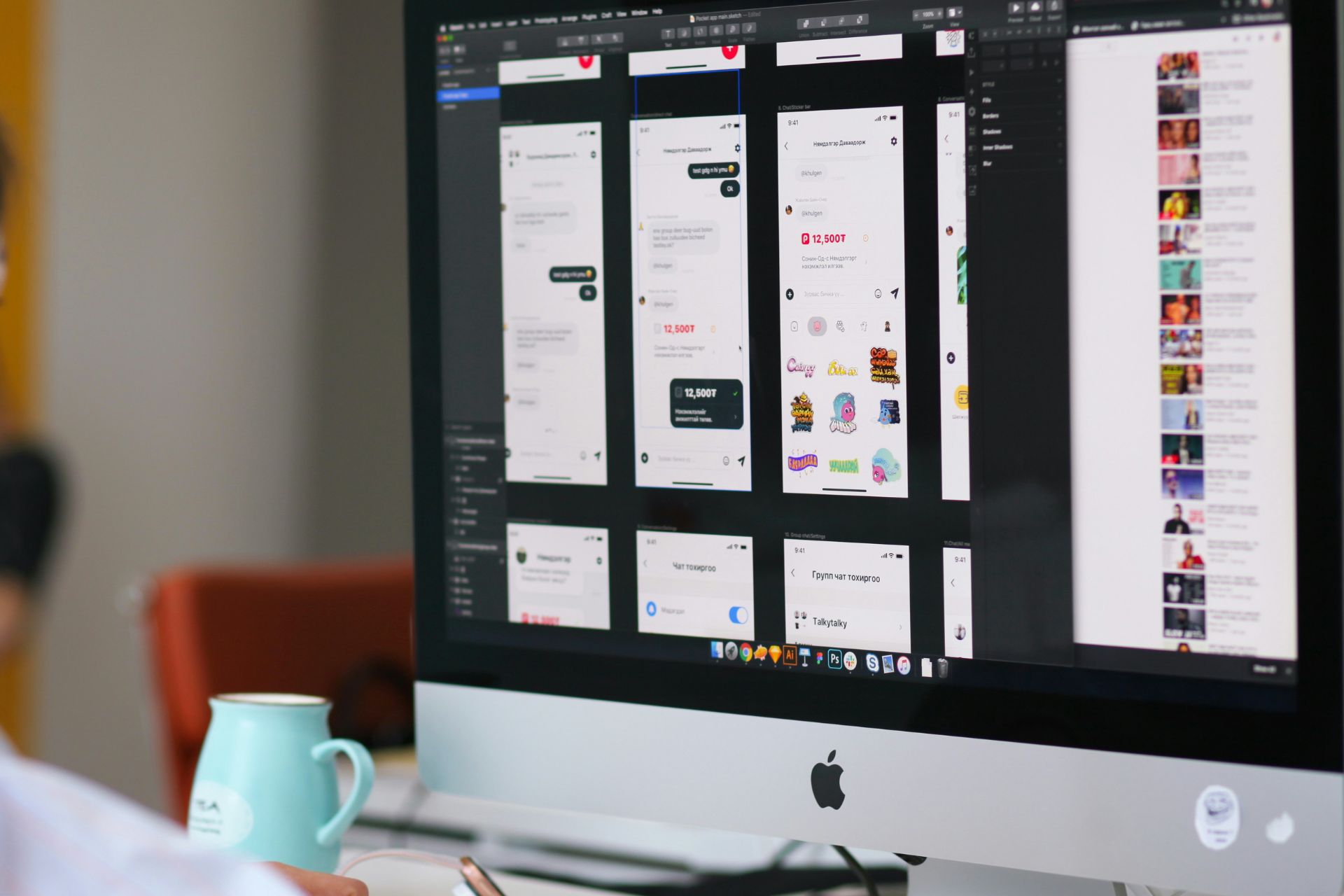 A designer working on a website project on a desktop