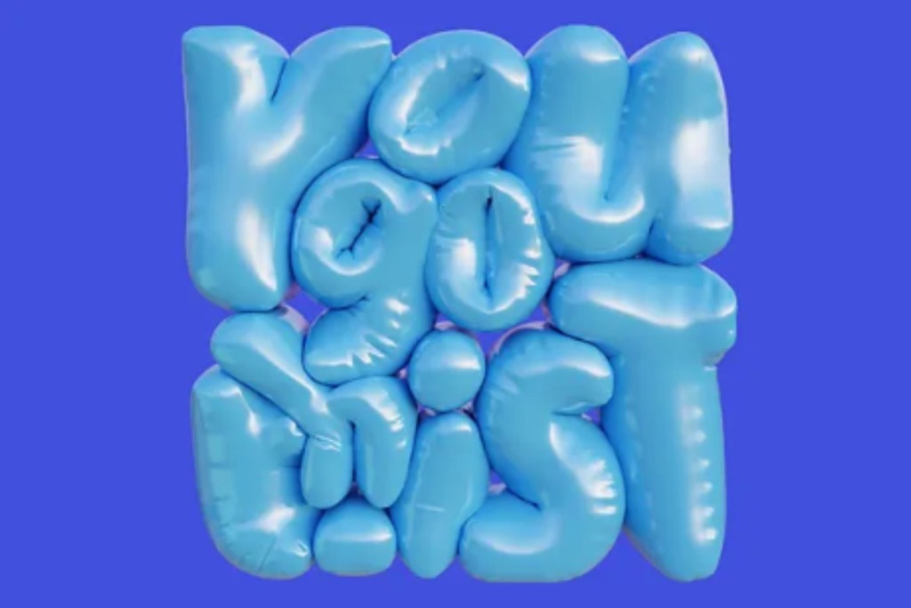 A shiny blue balloon font set against a purple backdrop and says you got this