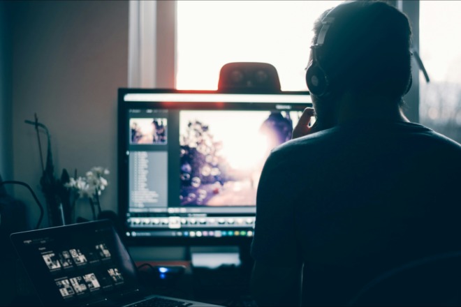 photo editor using photoshop on a desktop