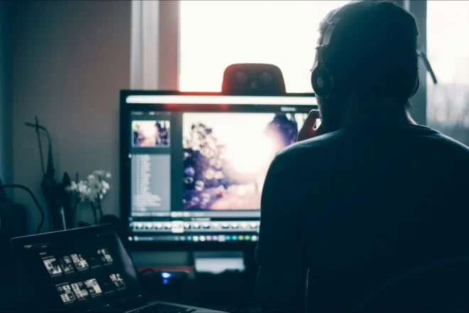 photo editor using photoshop on a desktop